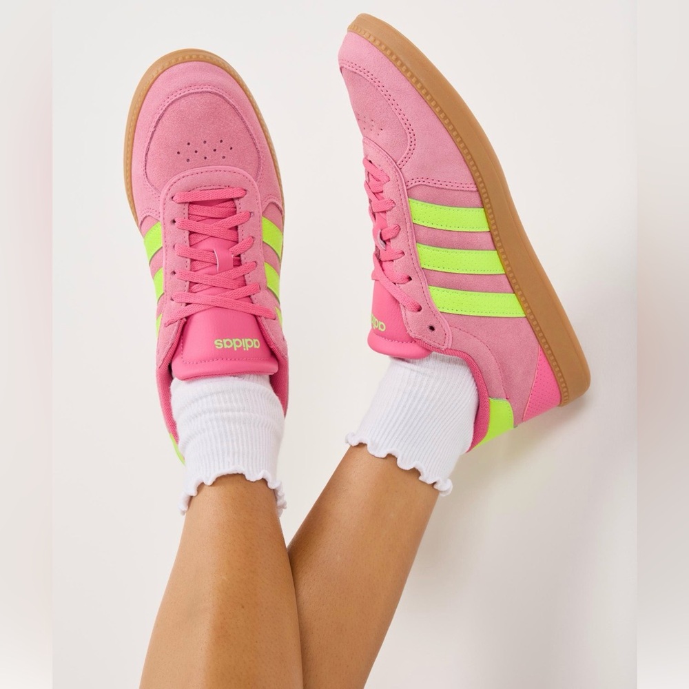 Adidas Women's Pink and Neon Green breaknet sleek
